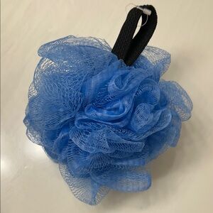 Free w purchase- Blue Bath Pouf with Black Hanging Loop- NEW unused.